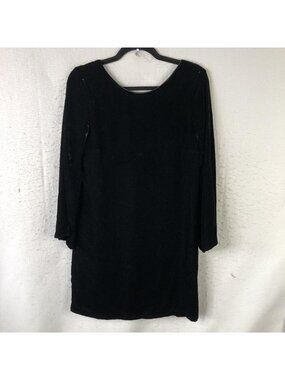 Emerson Fry Dress Womens S Black Velvet Bow Back Long Sleeve Party Cocktail